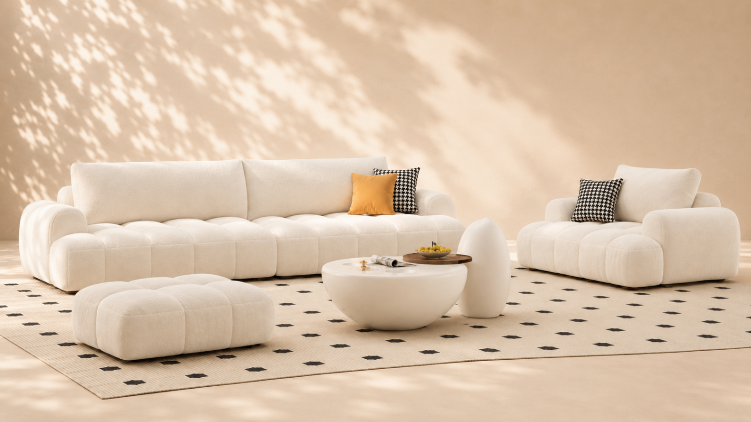 Tamara — Bouclé oblak — modularna sofa mekih volumena